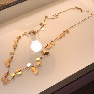 Necklace gold tone flat beaded j crew signed light weight vintage hinge clasp